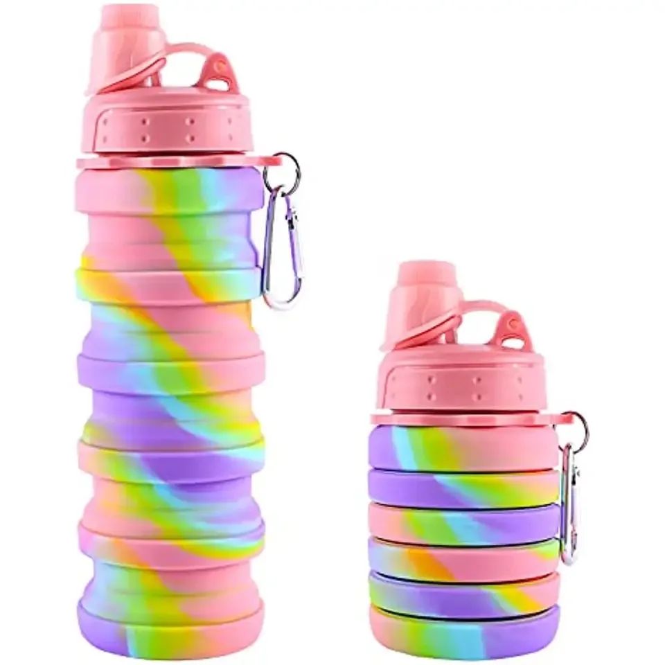 500ml Creative Silicone Folding Water Cup Outdoor Portable Water Bottle Cycling Sports Large Capacity Portable Water Bottle - Oshi.pk - Buy & Sell Online