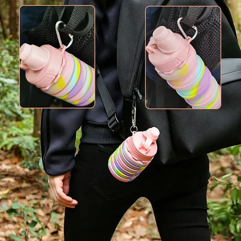 500ml Creative Silicone Folding Water Cup Outdoor Portable Water Bottle Cycling Sports Large Capacity Portable Water Bottle - Oshi.pk - Buy & Sell Online