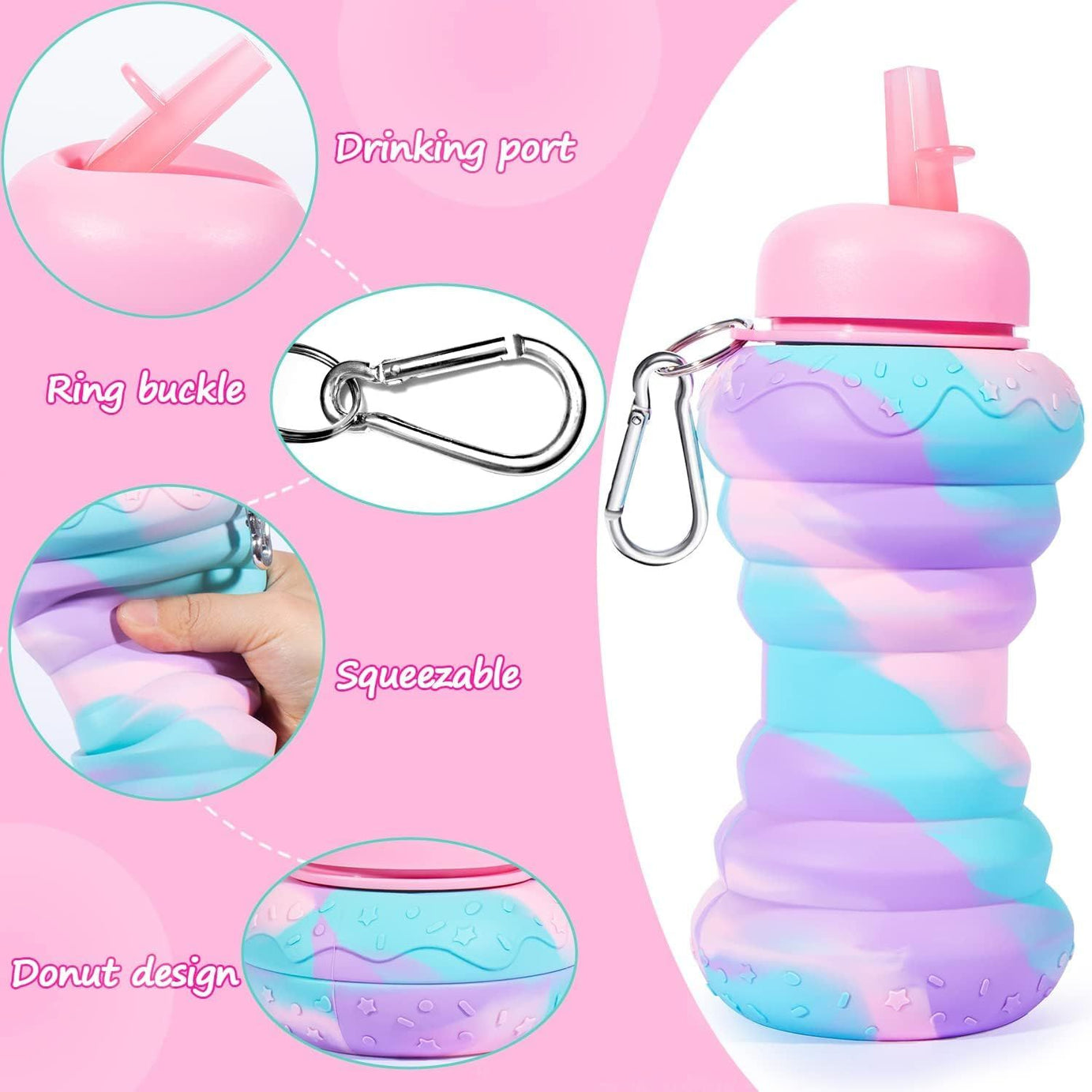 550ml Water Bottle Leak Proof Twist Cap BPA Free Silicone Foldable Water Bottle Portable Sports Cups with Flip Spout for Gym Camping Sports Lightweigh - Oshi.pk - Buy & Sell Online