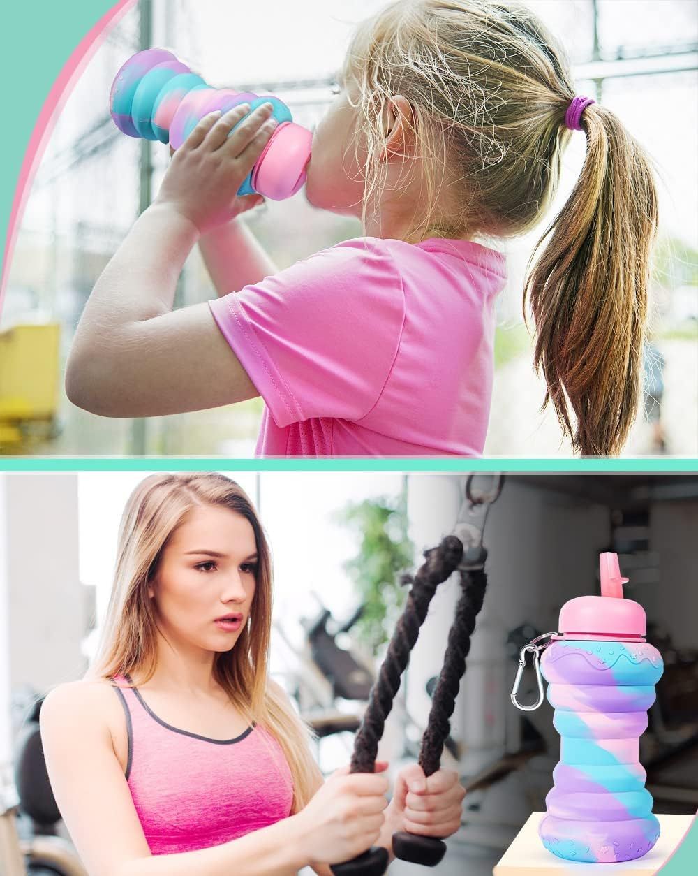 550ml Water Bottle Leak Proof Twist Cap BPA Free Silicone Foldable Water Bottle Portable Sports Cups with Flip Spout for Gym Camping Sports Lightweigh - Oshi.pk - Buy & Sell Online