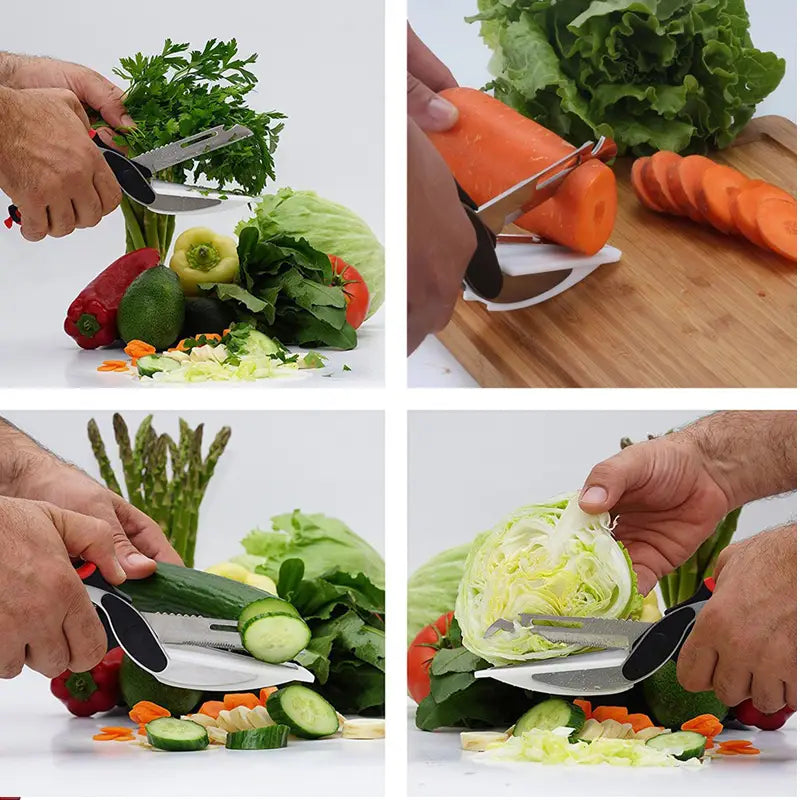 Clever Cutter 6 in 1 Knife & Board Multi-Functional Scissors - Food, Vegetable Chopper with Built-In Cutting Board - Oshi.pk - Buy & Sell Online