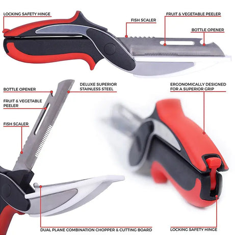 Clever Cutter 6 in 1 Knife & Board Multi-Functional Scissors - Food, Vegetable Chopper with Built-In Cutting Board - Oshi.pk - Buy & Sell Online