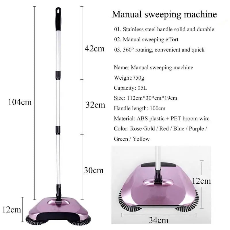 Sweep Drag All - In - One No Electricity Spin Broom Vacuum Cleaner 360 Sweep The Floor Machine - Oshi.pk - Buy & Sell Online