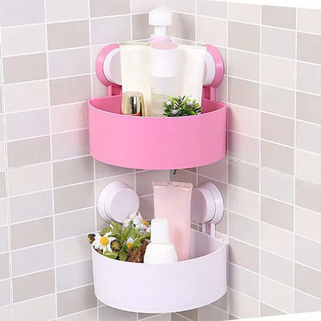 New Lovely Bathroom Corner Storage Rack Organizer Shower Wall Shelf with Suction Cup - Oshi.pk - Buy & Sell Online