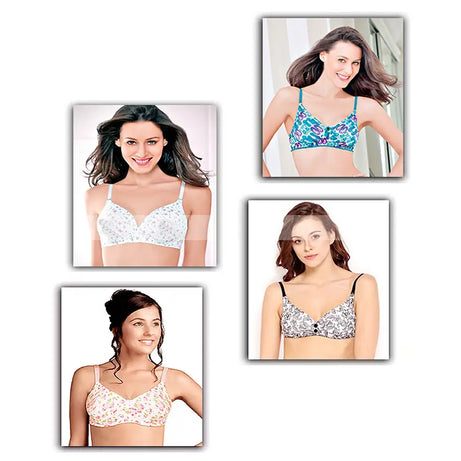 Fancy Imported Printed Cotton Bras (Pack of 4) - Oshi.pk - Buy & Sell Online