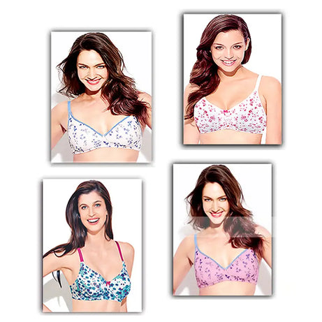 Fancy Imported Printed Cotton Bras (Pack of 4) - Oshi.pk - Buy & Sell Online