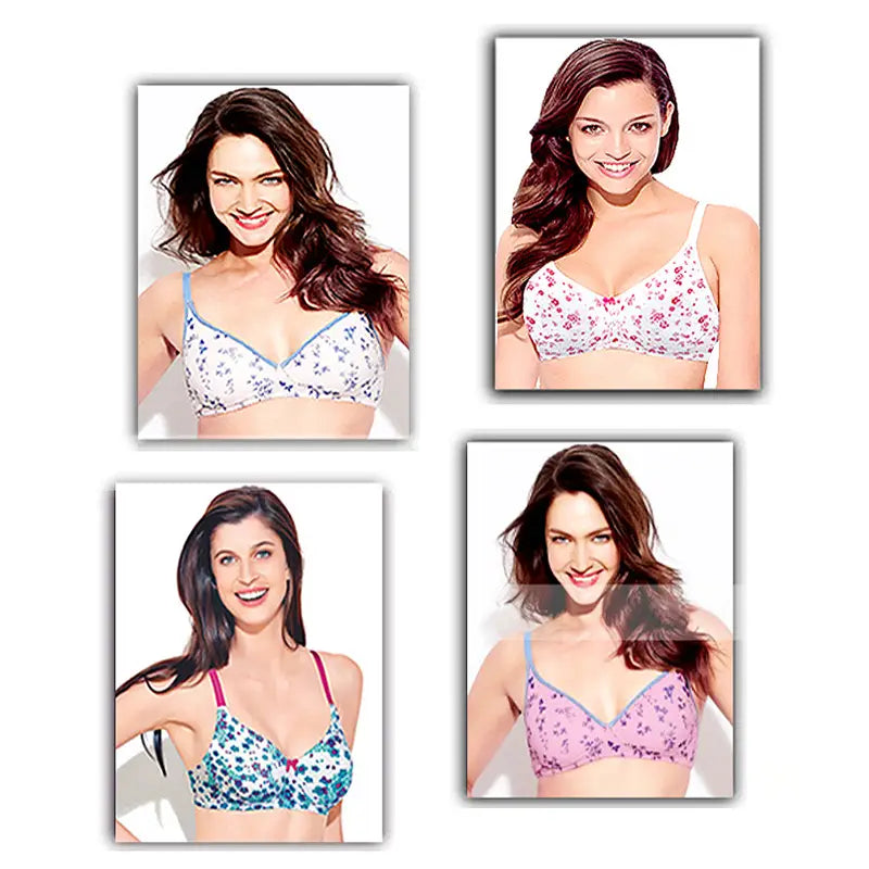 Fancy Imported Printed Cotton Bras (Pack of 4) - Oshi.pk - Buy & Sell Online