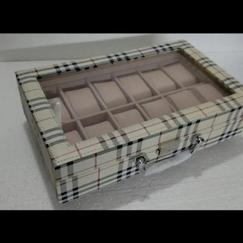 New 12 Slots Large Watch Display Case Jewelry Box Leather Glass Men Women - Oshi.pk - Buy & Sell Online