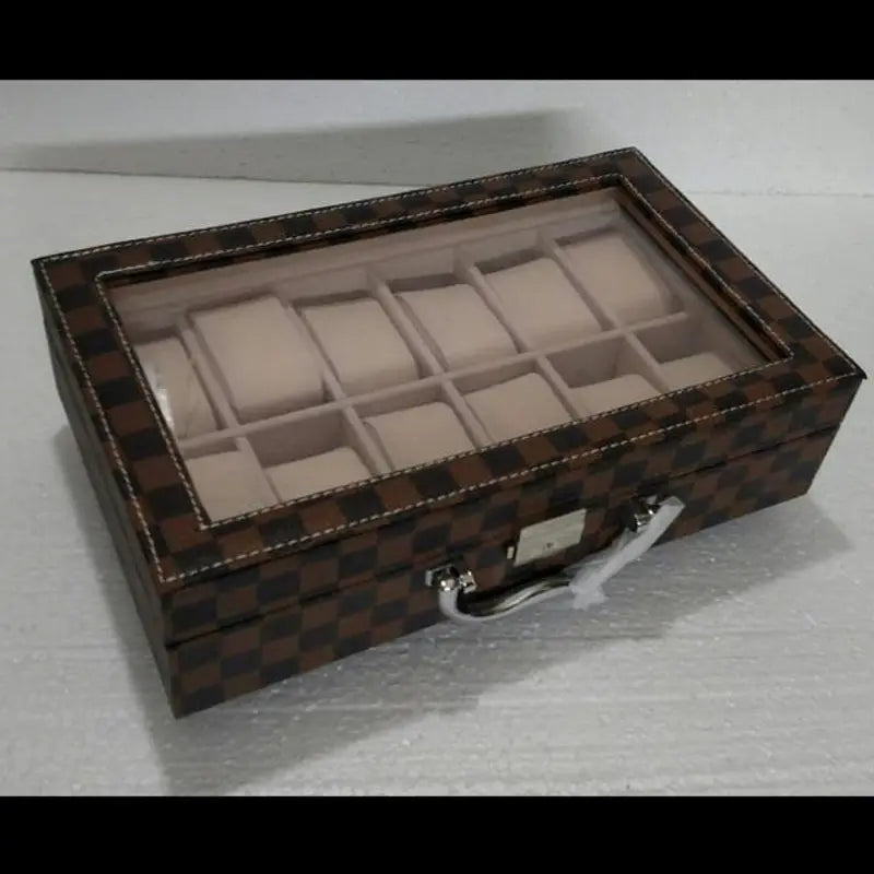 New 12 Slots Large Watch Display Case Jewelry Box Leather Glass Men Women - Oshi.pk - Buy & Sell Online