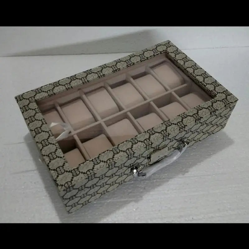 New 12 Slots Large Watch Display Case Jewelry Box Leather Glass Men Women - Oshi.pk - Buy & Sell Online