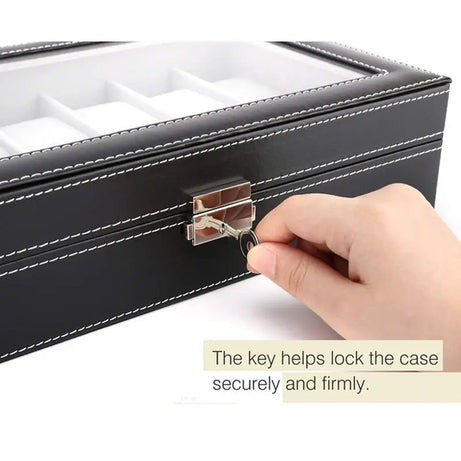 New 12 Slots Large Watch Display Case Jewelry Box Leather Glass Men Women - Oshi.pk - Buy & Sell Online