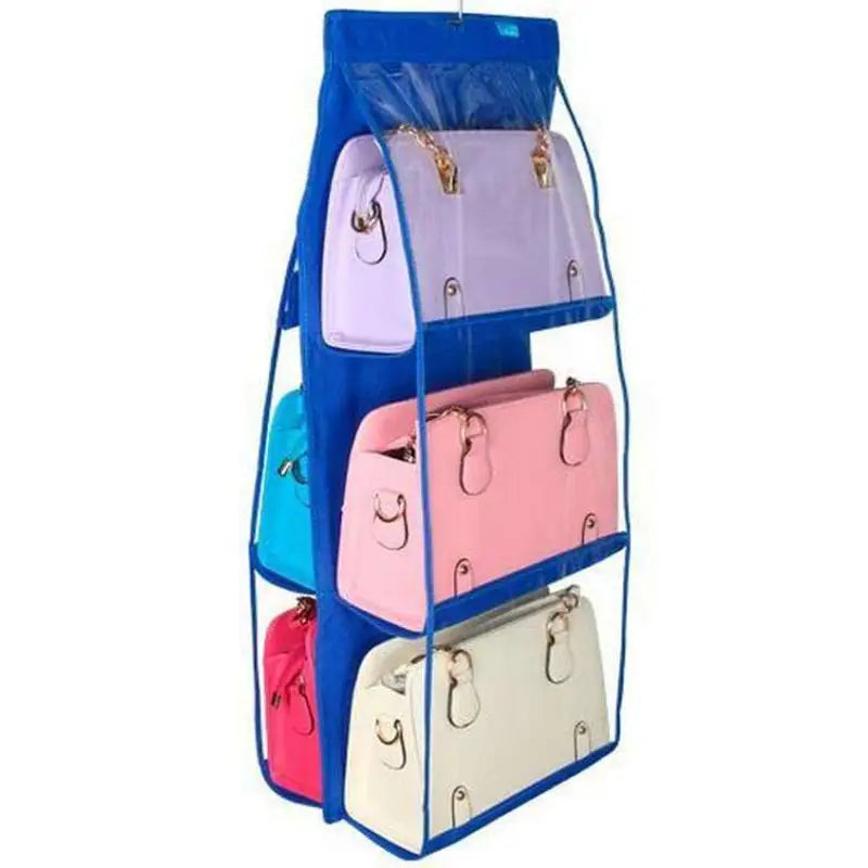 6 Pockets Hanging Purse Handbag Organizer Clear Hanging Shelf Bag Collection - Oshi.pk - Buy & Sell Online