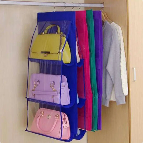 6 Pockets Hanging Purse Handbag Organizer Clear Hanging Shelf Bag Collection - Oshi.pk - Buy & Sell Online