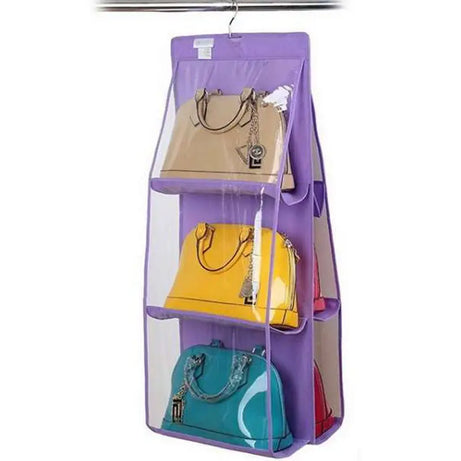 6 Pockets Hanging Purse Handbag Organizer Clear Hanging Shelf Bag Collection - Oshi.pk - Buy & Sell Online