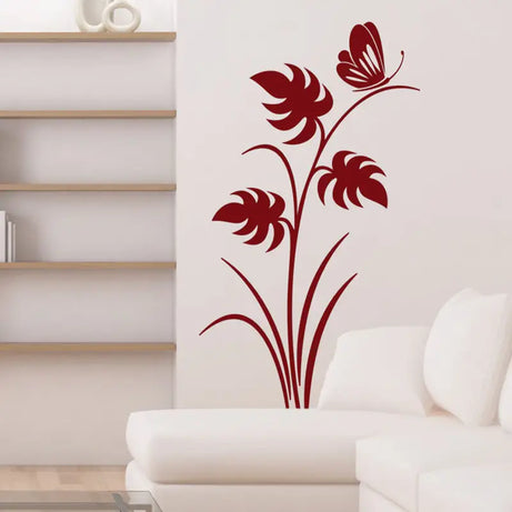 Floral Tendril Leaves Floral Deco Butterflies DIY 3D 2mm Acrylic Wall Art (48*24 inches)