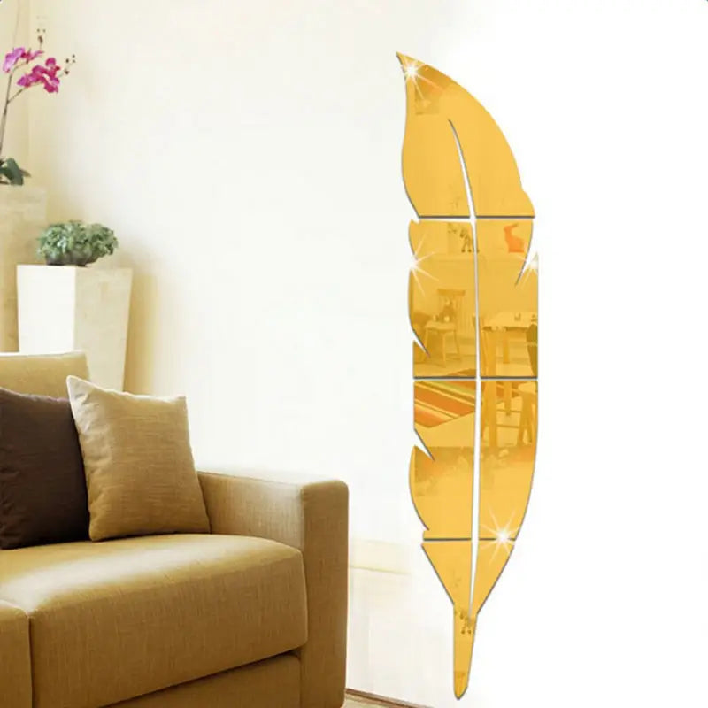 Modern Home Decor Mirror Feather DIY 3D 2mm Acrylic Wall Art - Oshi.pk - Buy & Sell Online