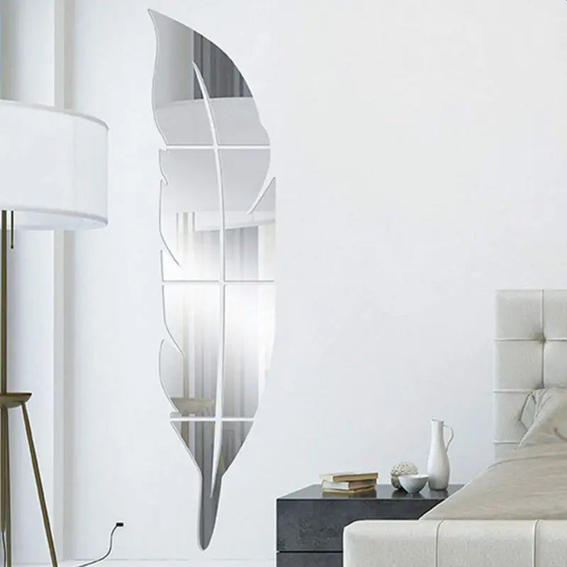 Modern Home Decor Mirror Feather DIY 3D 2mm Acrylic Wall Art - Oshi.pk - Buy & Sell Online