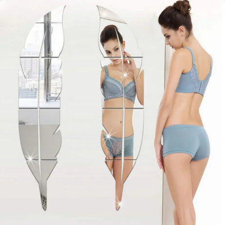 Modern Home Decor Mirror Feather DIY 3D 2mm Acrylic Wall Art - Oshi.pk - Buy & Sell Online