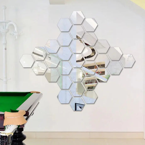 Hexagonal 3D Mirror DIY 2mm Acrylic Wall Art (36*36 Inches) - Oshi.pk - Buy & Sell Online