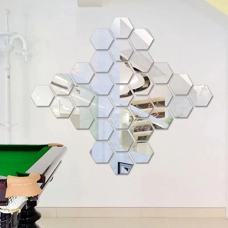 Hexagonal 3D Mirror DIY 2mm Acrylic Wall Art (36*36 Inches) - Oshi.pk - Buy & Sell Online