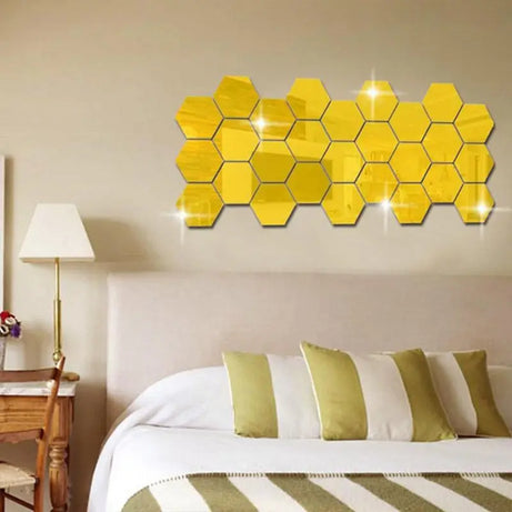 Hexagonal 3D Mirror DIY 2mm Acrylic Wall Art (36*36 Inches) - Oshi.pk - Buy & Sell Online