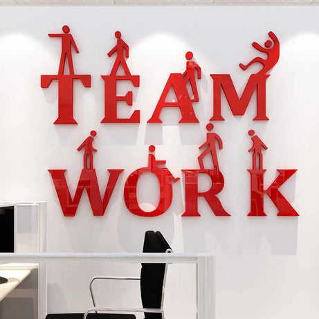 Team work 3d Acrylic mirror wall stickers Corporate culture wall decoration Office inspirational slogan DIY art wall decor (36*48 Inches) - Oshi.pk - Buy & Sell Online