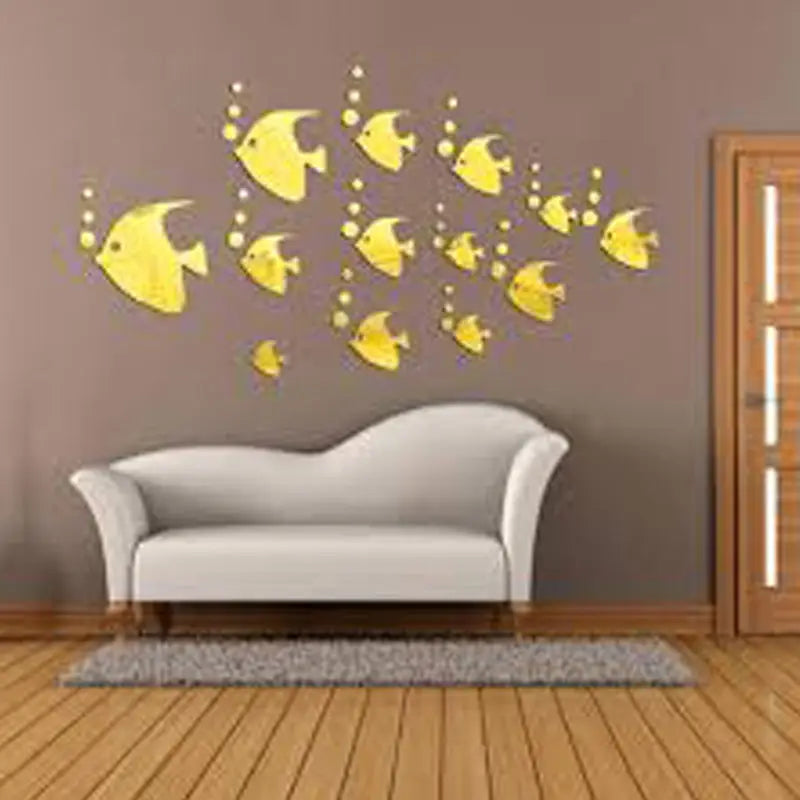 New Beautiful Design 3D DIY Acrylic Silver Mirror Sea Fish Bubble Wall Sticker Home Decal Decor Art (48*36 Inches) - Oshi.pk - Buy & Sell Online