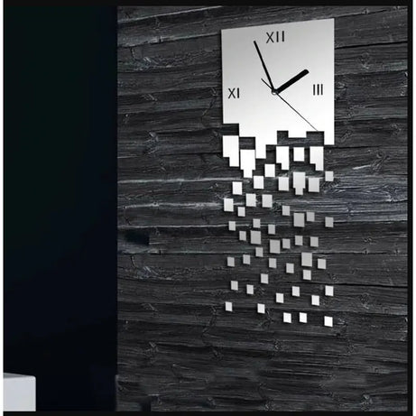 Fly drop masaic mirror clock sticker, 3d acrylic removable wall mirror 3D 2mm Acrylic Wall Clock (28*65cm) - Oshi.pk - Buy & Sell Online