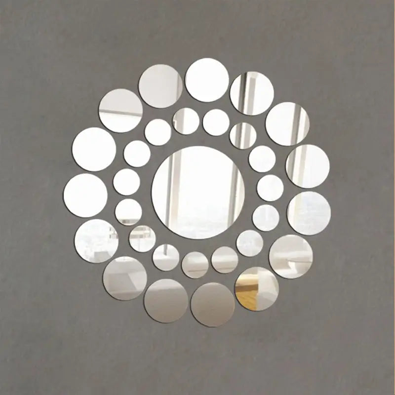 31 pcs mirror round wall acrylic surface decal House DIY room Decoration Art, Silver (36 Inches) - Oshi.pk - Buy & Sell Online
