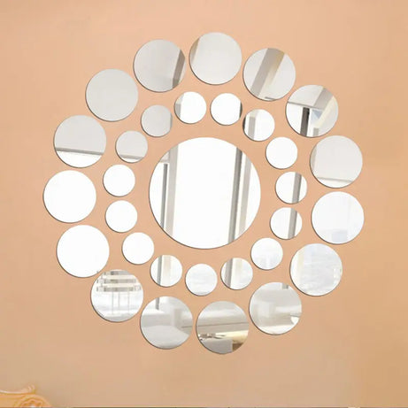 31 pcs mirror round wall acrylic surface decal House DIY room Decoration Art, Silver (36 Inches) - Oshi.pk - Buy & Sell Online
