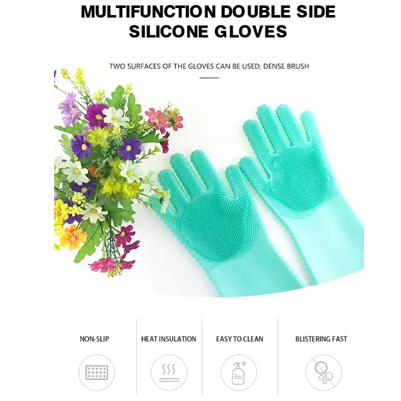 Silicone Magic Cleaning Gloves With Wash Scrubber (Pair) - Oshi.pk - Buy & Sell Online