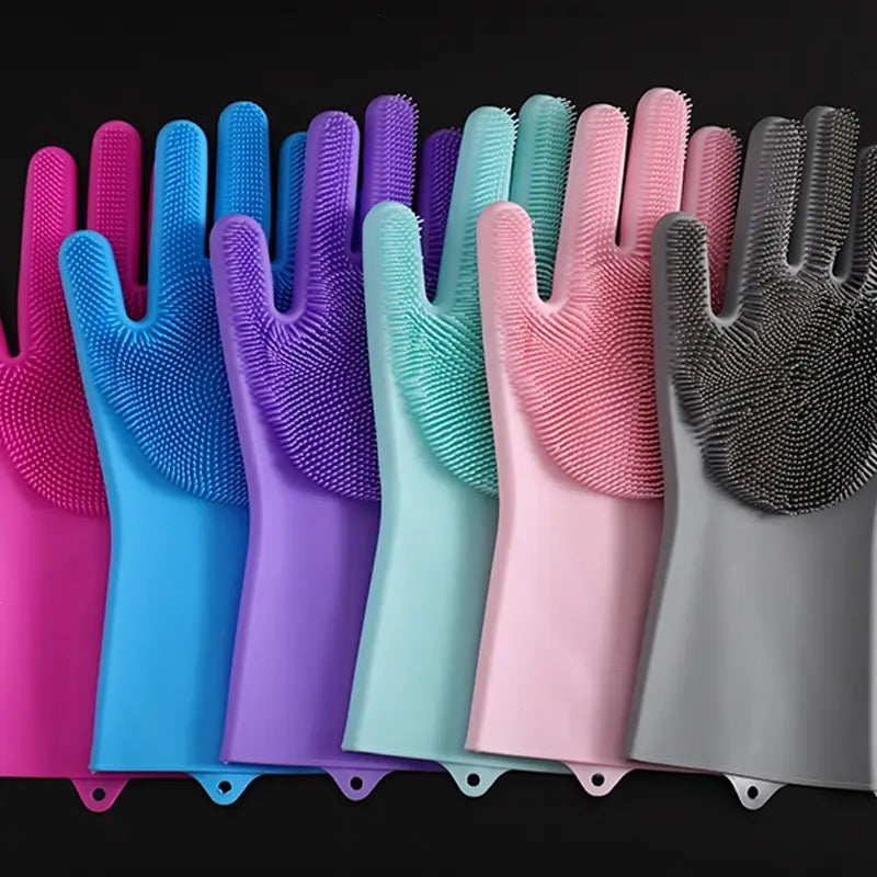 Silicone Magic Cleaning Gloves With Wash Scrubber (Pair) - Oshi.pk - Buy & Sell Online