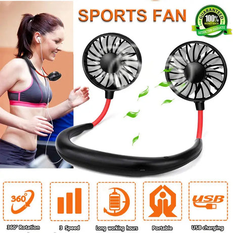 Lazy Neck Hanging Dual Mini Rechargeable Cooling Fan - Oshi.pk - Buy & Sell Online