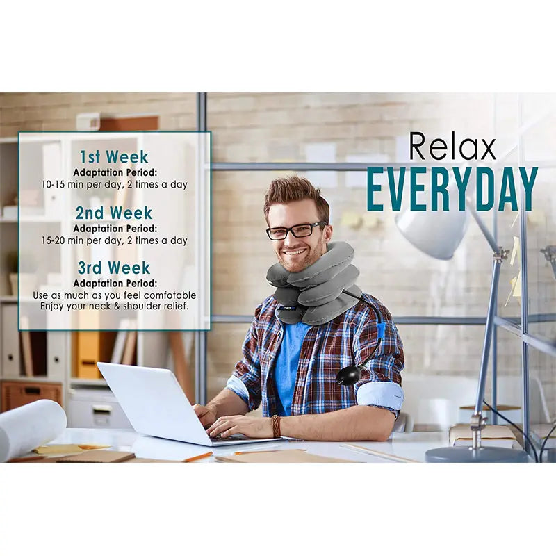 Cervical Neck Traction Device, Inflatable Cervical Pillow with Collar Adjustable - Oshi.pk - Buy & Sell Online