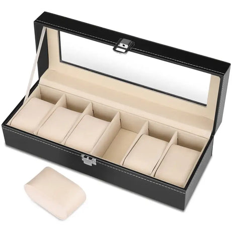 6 Slot Luxury Premium Watch Box Organizer Display Cases with Framed Glass Case - Oshi.pk - Buy & Sell Online