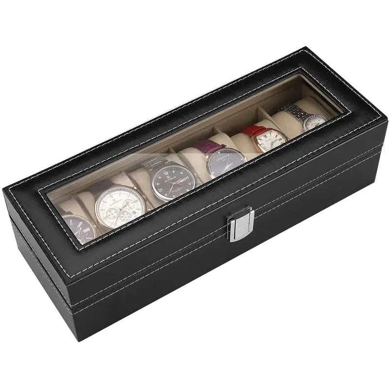 6 Slot Luxury Premium Watch Box Organizer Display Cases with Framed Glass Case - Oshi.pk - Buy & Sell Online
