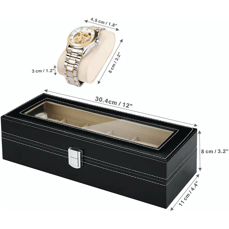 6 Slot Luxury Premium Watch Box Organizer Display Cases with Framed Glass Case - Oshi.pk - Buy & Sell Online