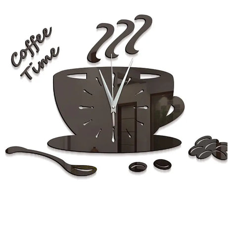 Coffee Cup Coffee Time 2mm DIY 3D Acrylic Wall Clock (35*35 Inches) - Oshi.pk - Buy & Sell Online