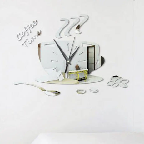 Coffee Cup Coffee Time 2mm DIY 3D Acrylic Wall Clock (35*35 Inches) - Oshi.pk - Buy & Sell Online