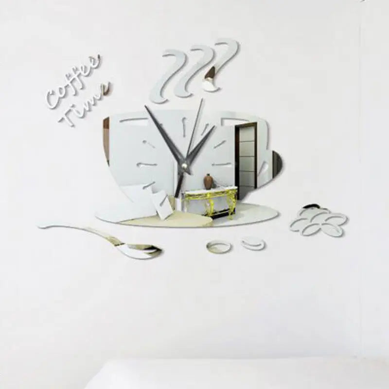 Coffee Cup Coffee Time 2mm DIY 3D Acrylic Wall Clock (35*35 Inches) - Oshi.pk - Buy & Sell Online