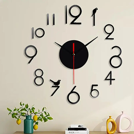 Bird With Stylish Numbers DIY 3D 2mm Acrylic Wall Clock (36*36 inches) - Oshi.pk - Buy & Sell Online