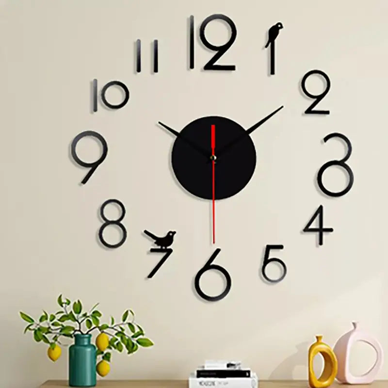 Bird With Stylish Numbers DIY 3D 2mm Acrylic Wall Clock (36*36 inches) - Oshi.pk - Buy & Sell Online