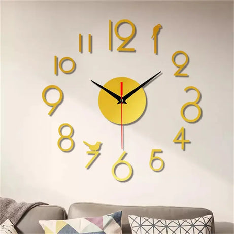 Bird With Stylish Numbers DIY 3D 2mm Acrylic Wall Clock (36*36 inches) - Oshi.pk - Buy & Sell Online