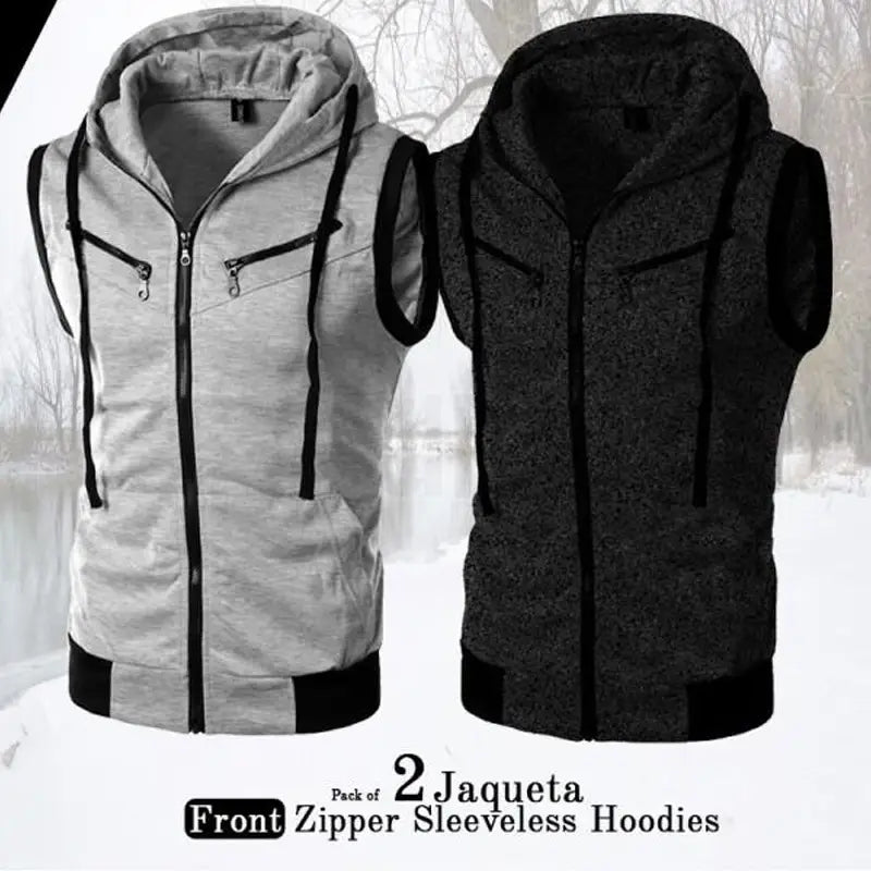 Pack Of 2 Jaqueta Front Zipper Sleeveless Hoodie For Men (ABZ-028) - Oshi.pk - Buy & Sell Online