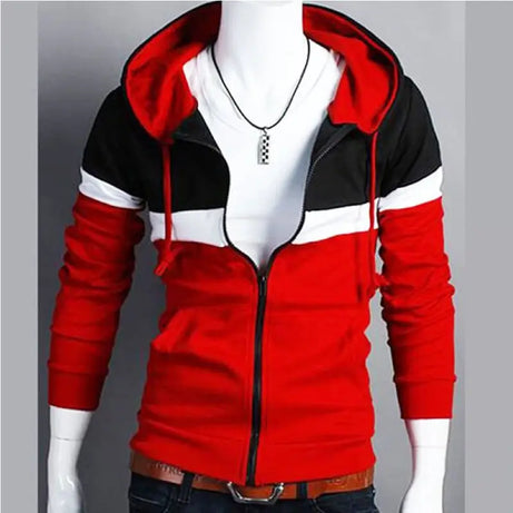 Stylish Fleece With Contrast Panel Open Zipper Hoodie (ABZ-057)