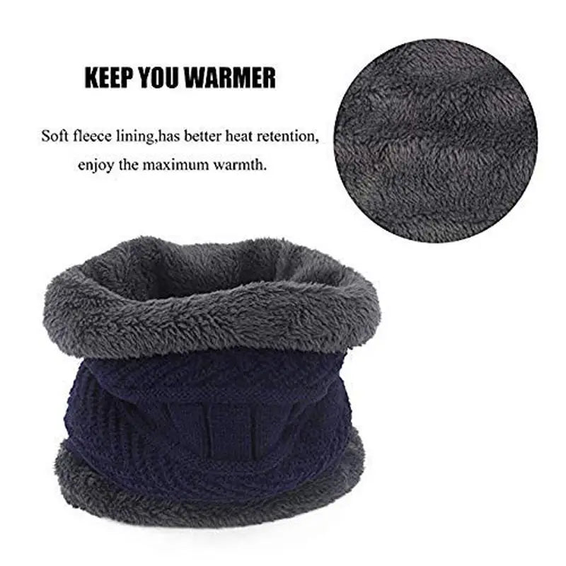 Winter Inside Warm Fleece Fur Wool Beanie Cap with Neck Warmer - Oshi.pk - Buy & Sell Online