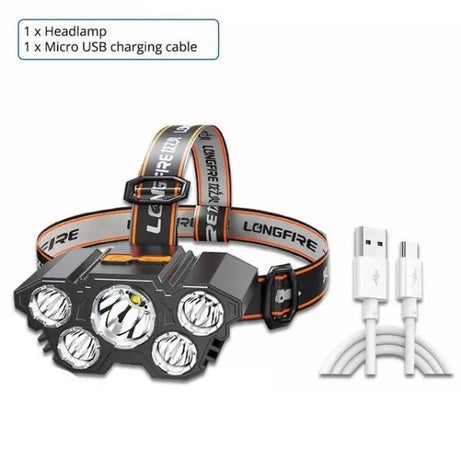 5LED Headlight Flashlight Rechargeable Light with Flashing for Outdoor Climbing & Camping Ligh - Oshi.pk - Buy & Sell Online