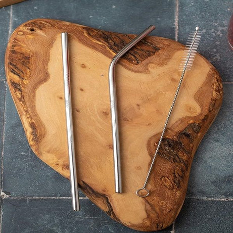 5pcs Stainless Steel Straw Reusable Metal Straw Set with Cleaning Brush - Oshi.pk - Buy & Sell Online