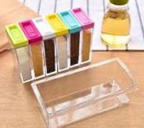 6 Color / Set Spice Jar Set Seasoning Bottle Transparent Colorful Lid Kitchen Condiment Cruet Storage Container - Oshi.pk - Buy & Sell Online