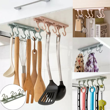 6 Hook Under Shelf Mug Cup Cupboard Kitchen Storage Organiser - Oshi.pk - Buy & Sell Online